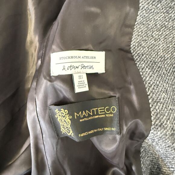 NWT & Other Stories Manteco Wool Blend Blazer Coat Gray $219 - Size 4 - Picture 7 of 10